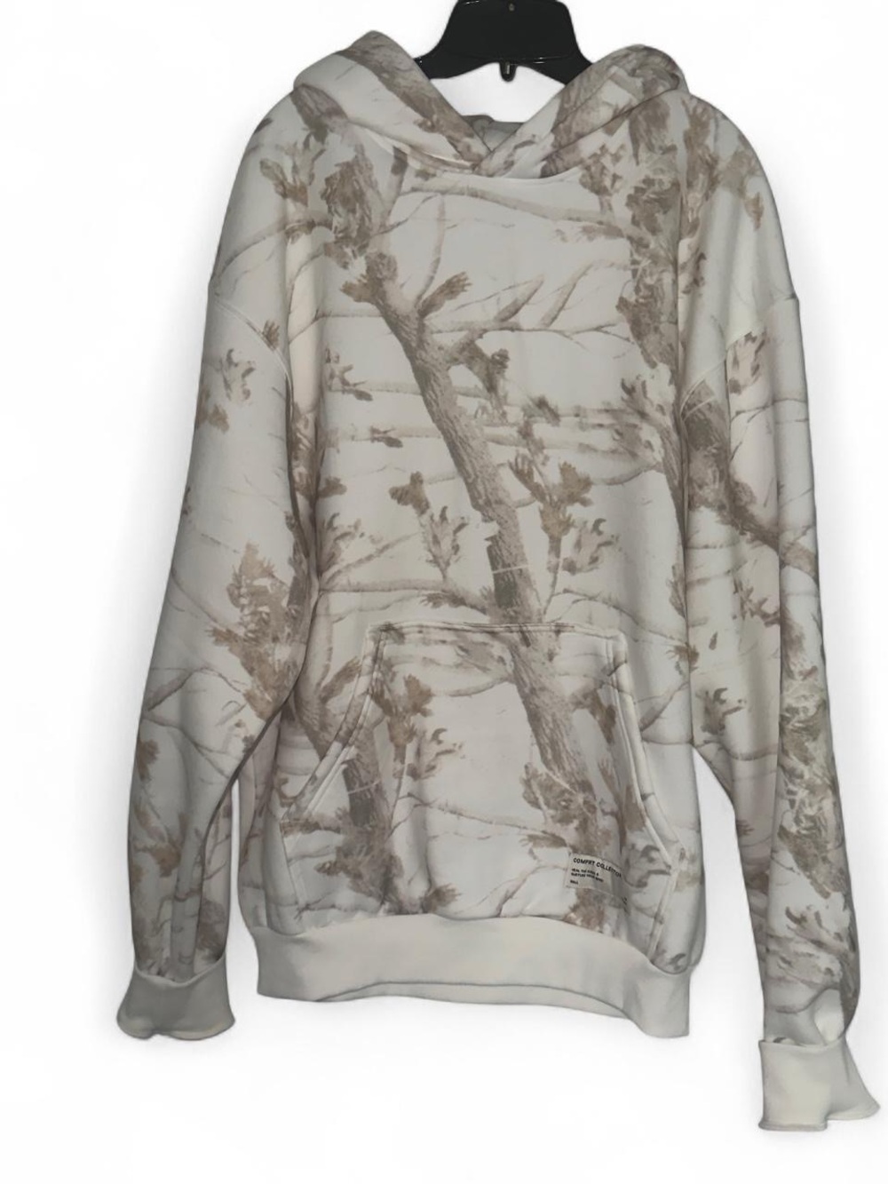 Women's Crewneck Hoodie Sweater in Cream and Tan Tree Print